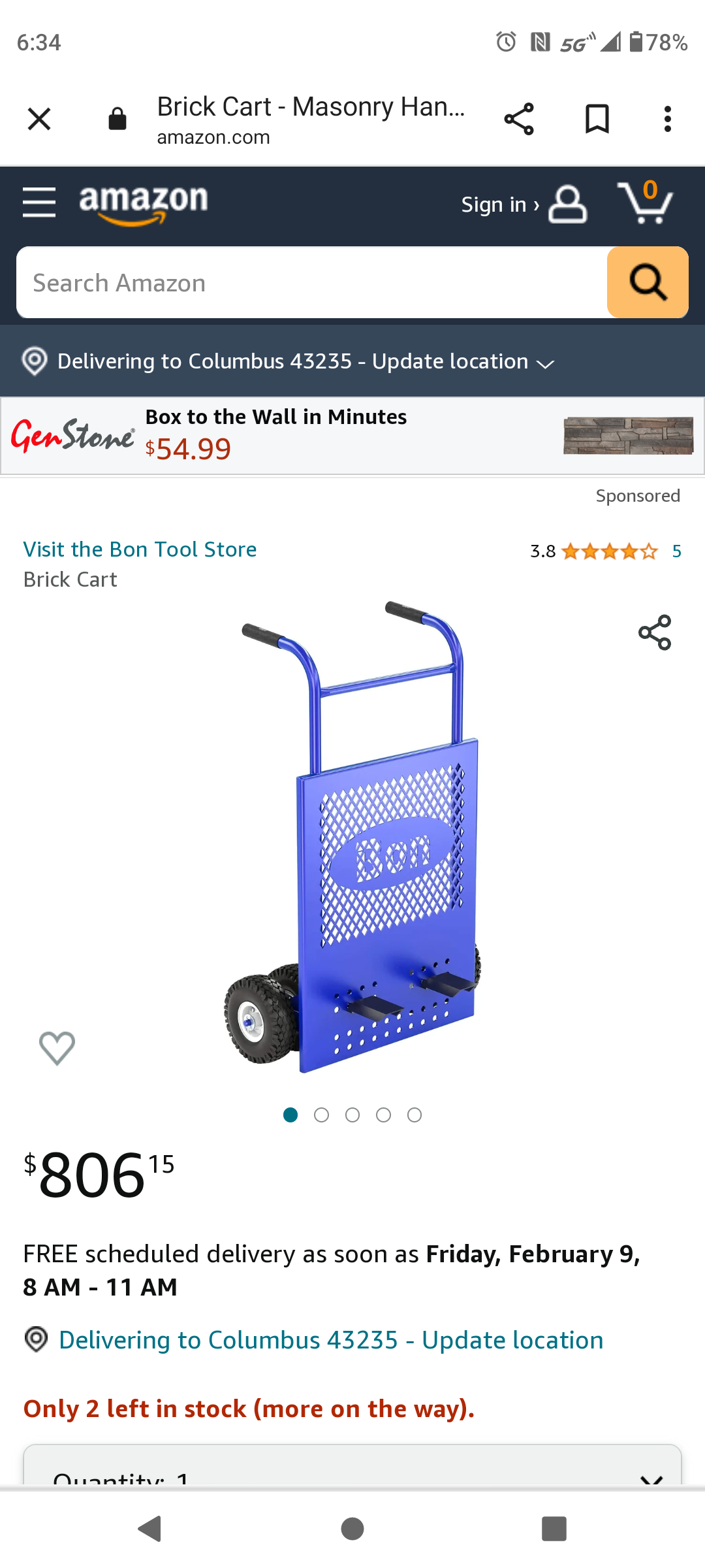 Heavy duty brick cart 