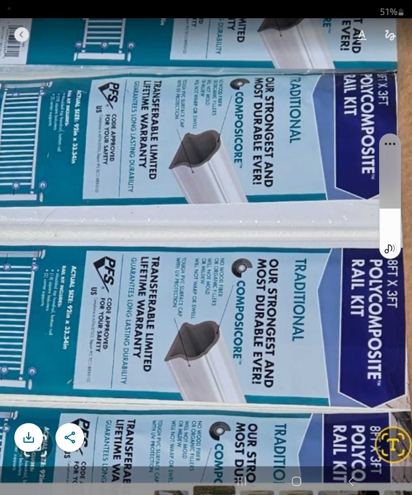 12 Traditional 8FT X 3FT Polycomposite Rail Kits