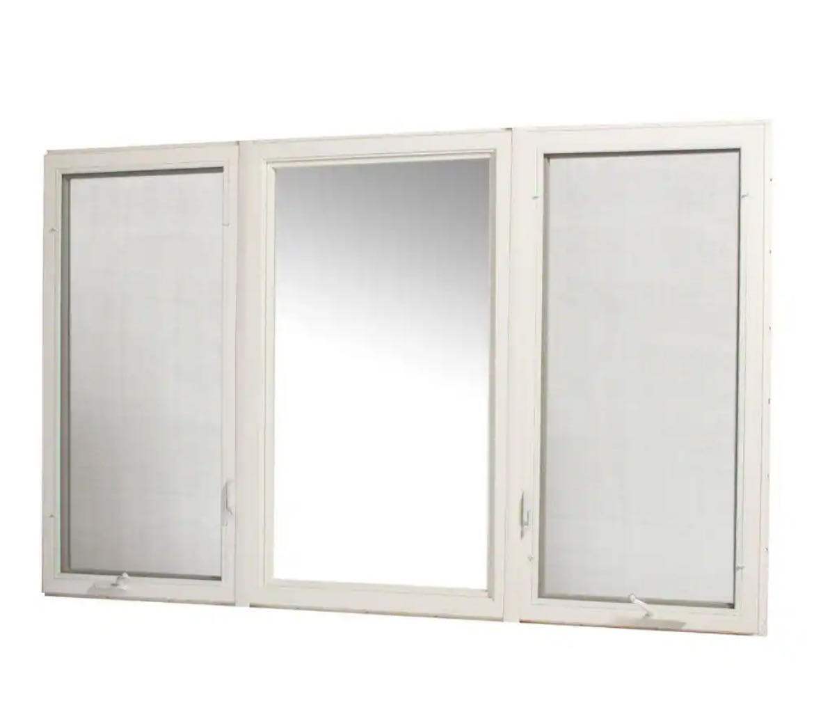  TAFCO WINDOWS 96"Wx 60"H Vinyl Casement Windows with Screen - White. This is a set of three windows, all new and boxed. 