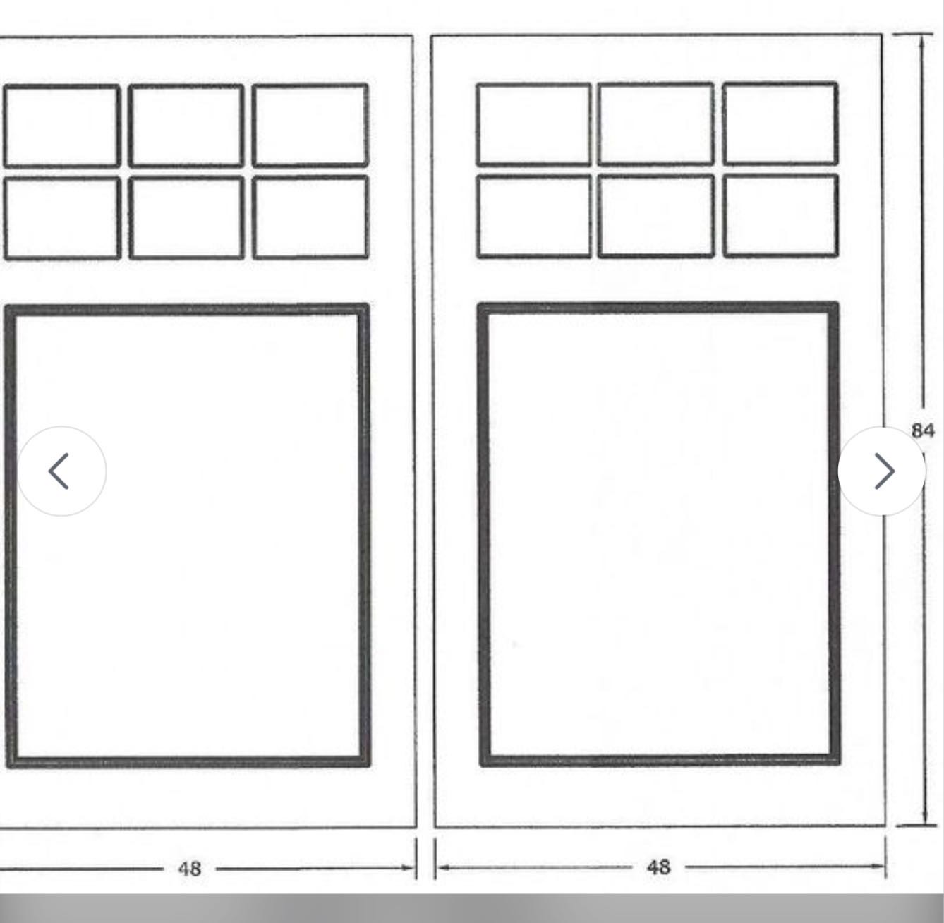 Two custom swing door slabs 84Hx48W, 6 lites per door