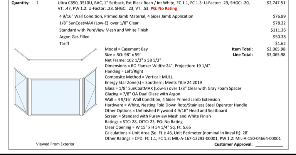 Brand New Milgard Fiberglass Bay Window