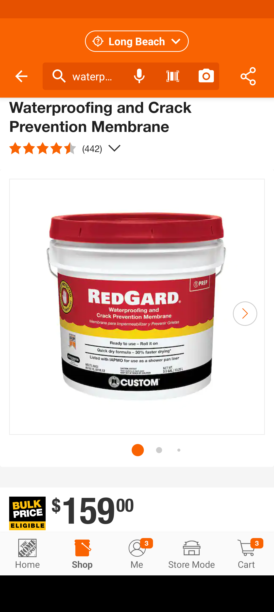 Red Gard waterproofing and crack prevention membrane 