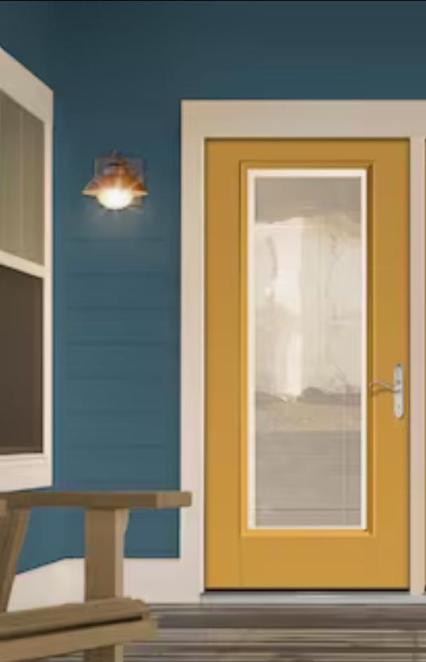 New!  Therma-Tru Fiberglass Exterior Door with blinds between the glass - Bronze Ext./White Int.