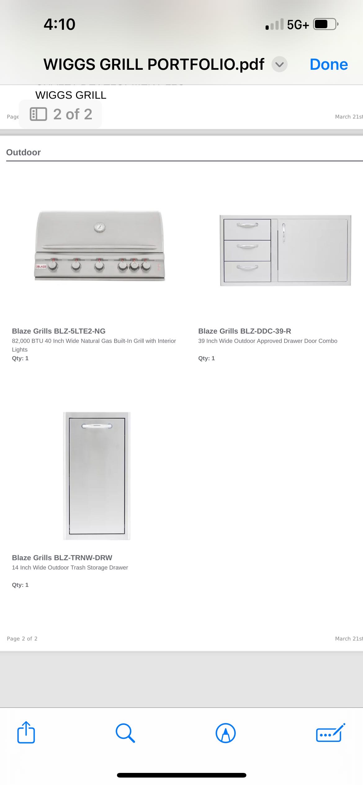 Brand new gas grill - for built in outdoor kitchen with doors and trash pullout