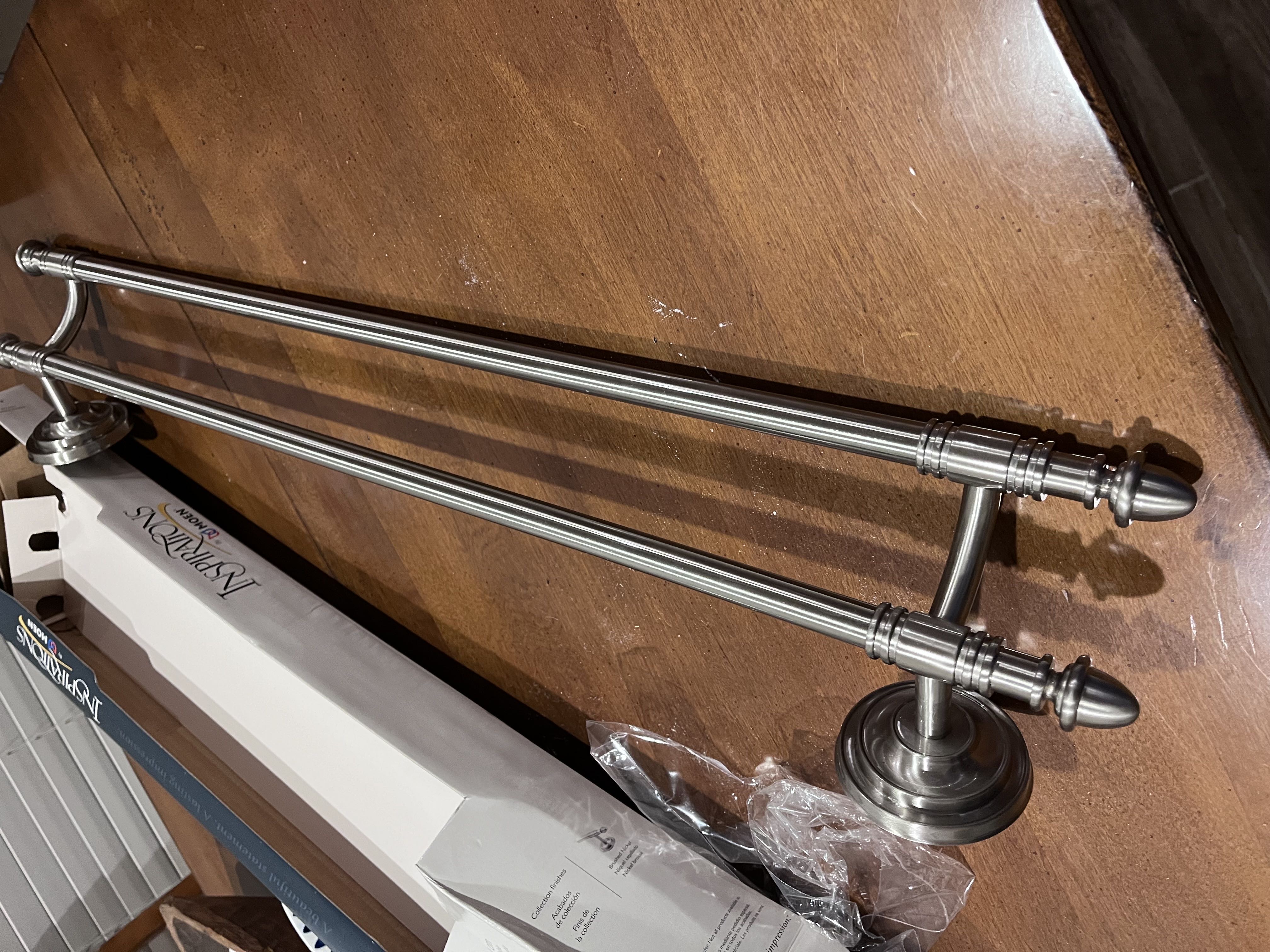 New unused Moen brushed nickel 24 inch double towel bars 