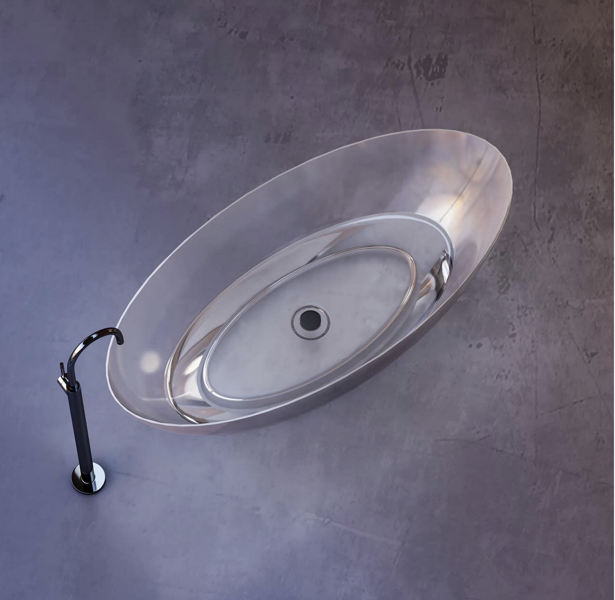 Floki 67 Inch Transparent Double Ended Solid Surface Freestanding Tub - Clear