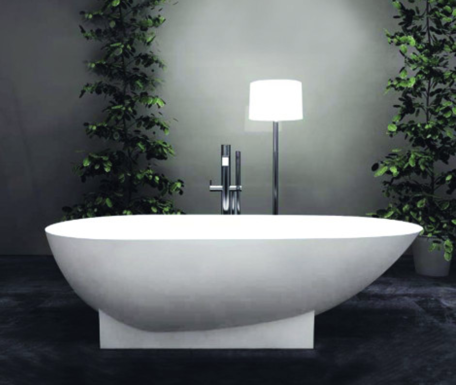 72-in L x 36-in W x 20-in H Resin Stone Freestanding Bathtub with center drain