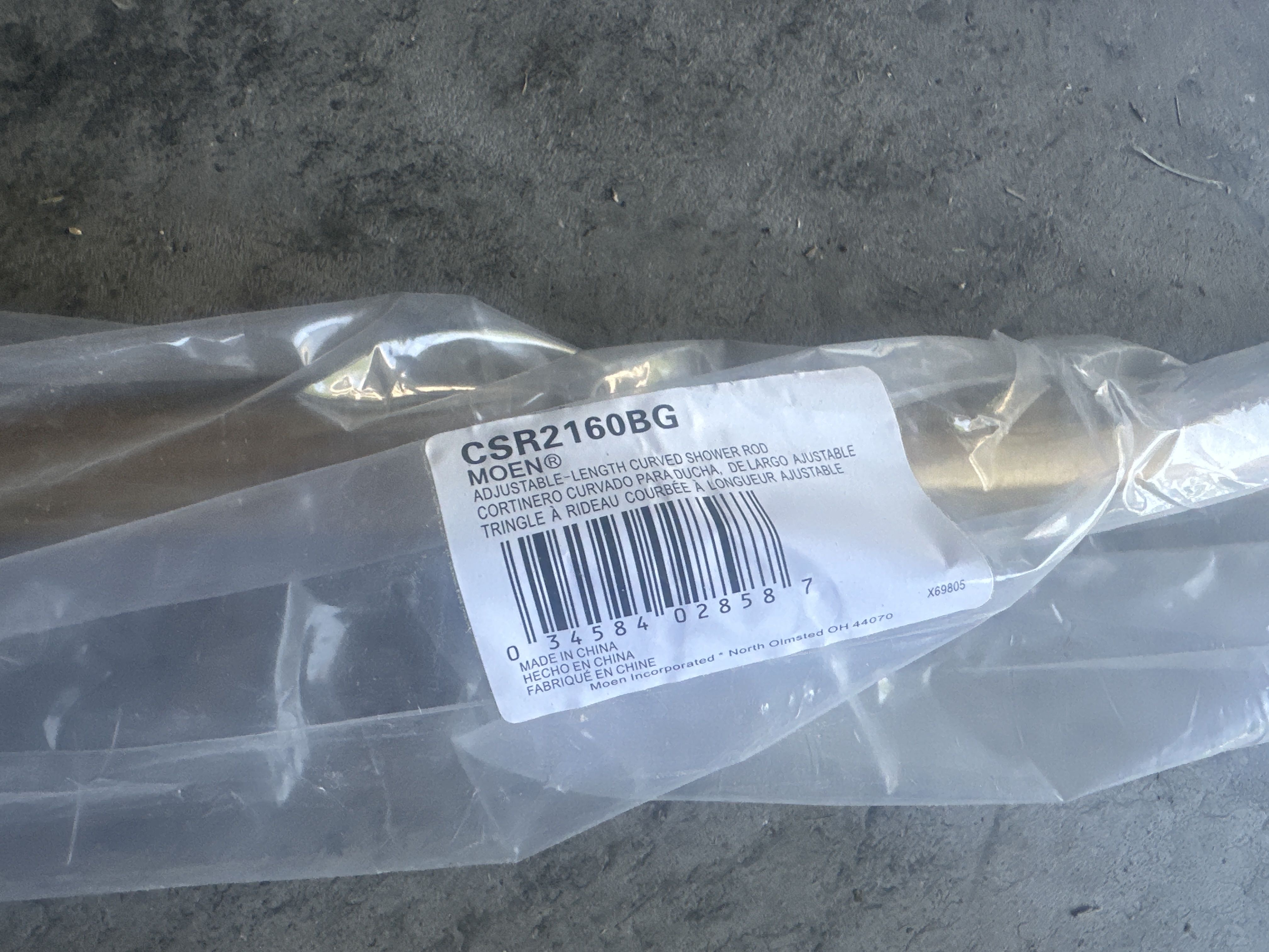 Moen curved shower curtains, brand new in packaging with hardware. Have 21 Champagne Beonze and 9 Black 