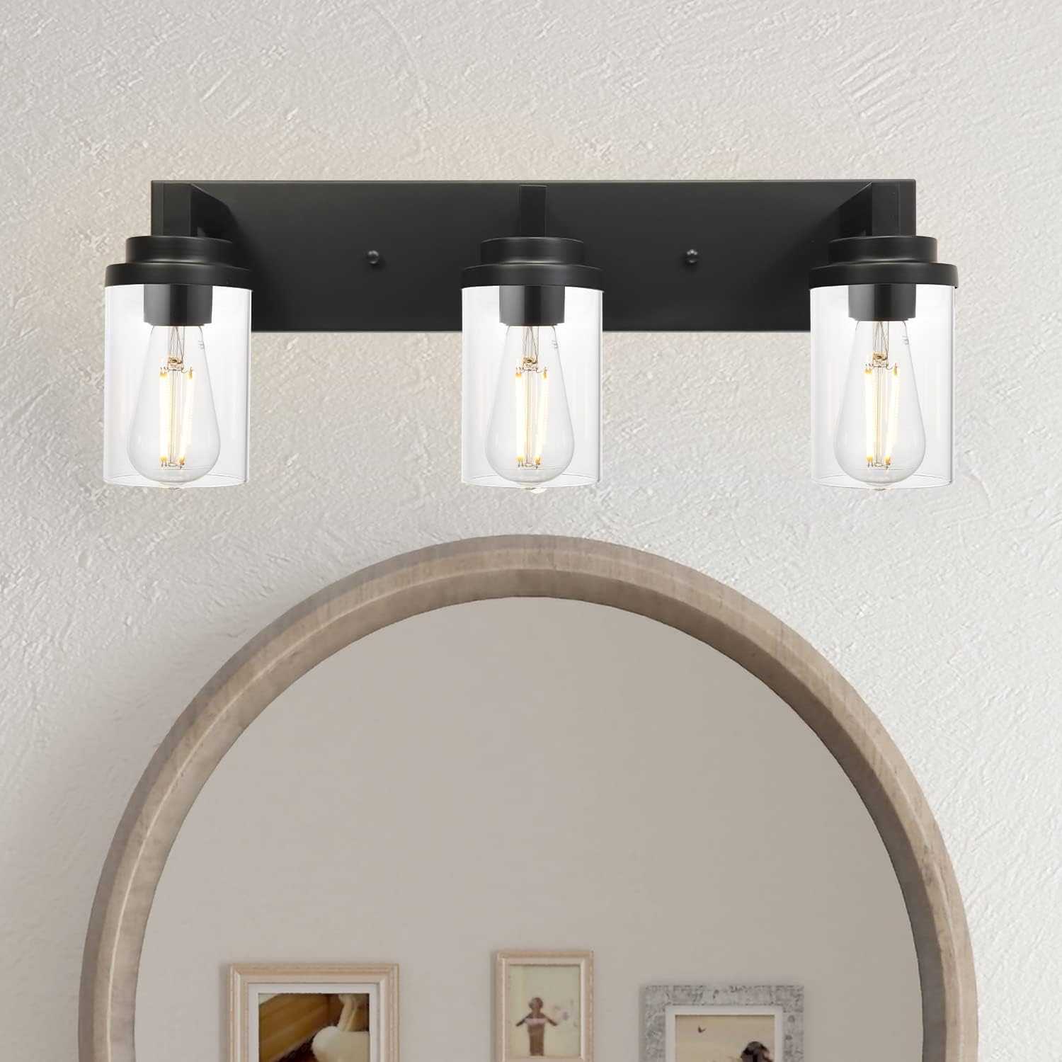 Vanity Light Fixture 3 Lights Clear