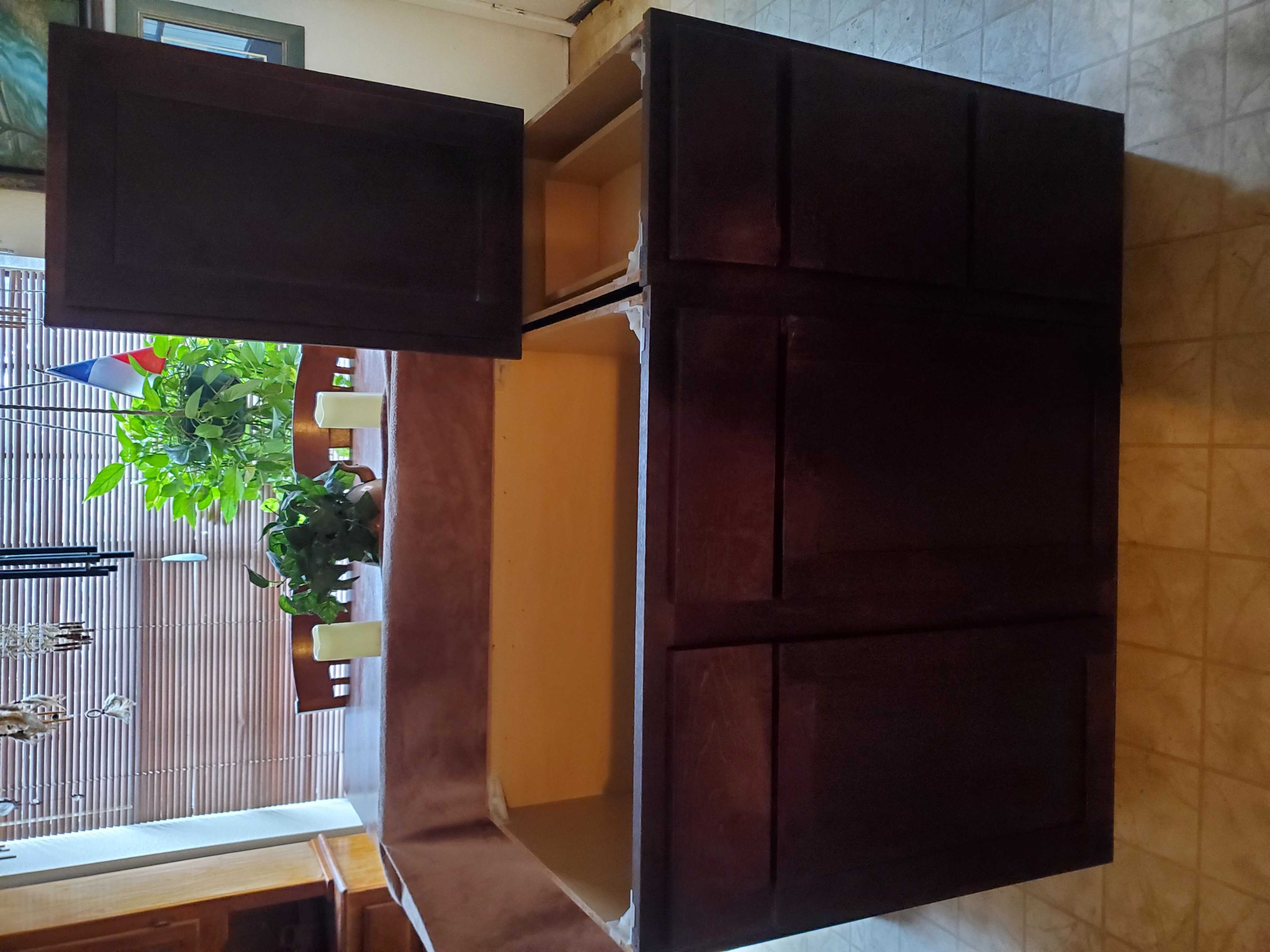 Bath Sink Vanity Cabinet and Drawer Vanity Cabinet Set(includes Medicine Wall Cabinet)Dark Mahogany 