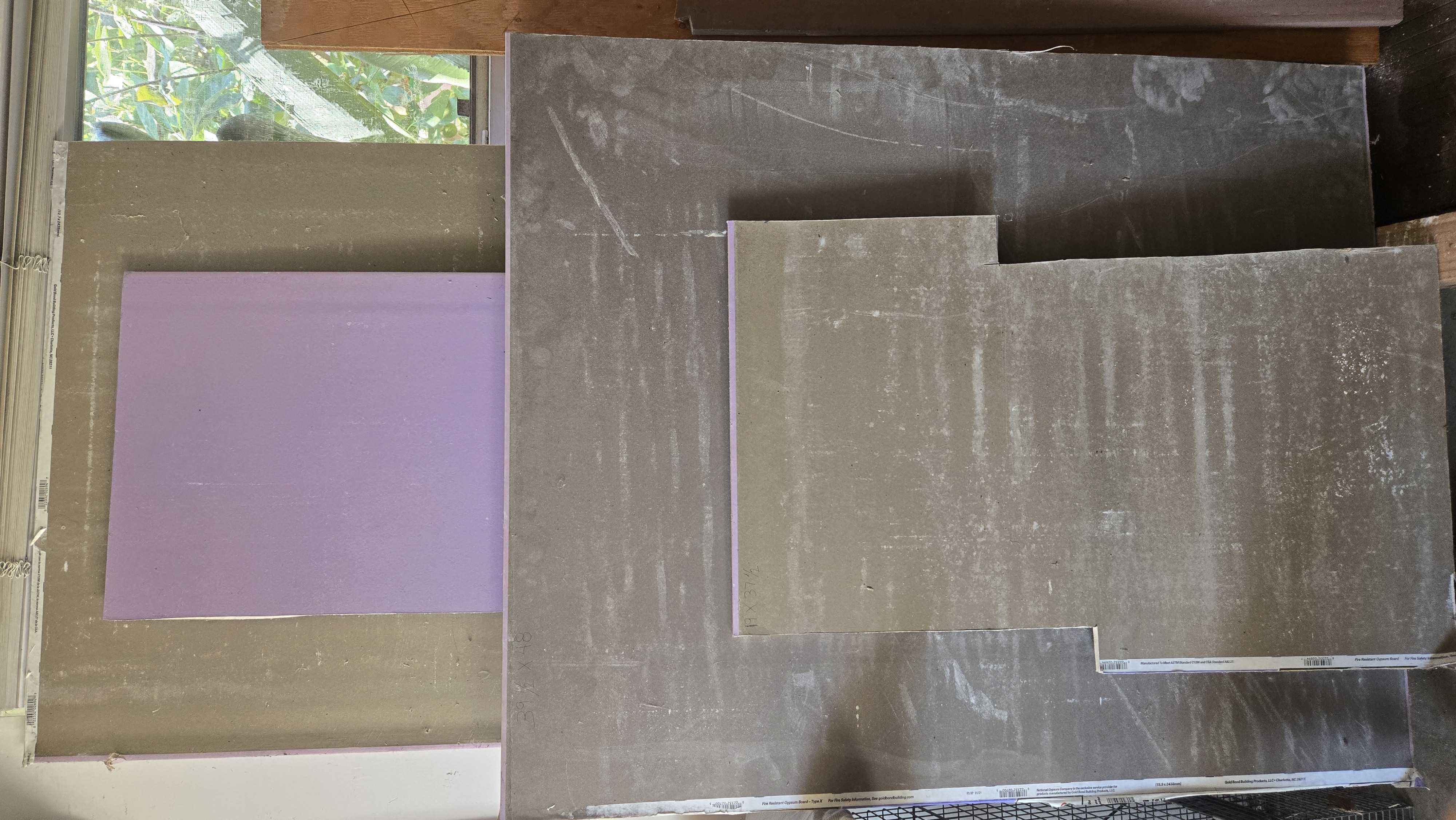 Greenboard drywall pieces