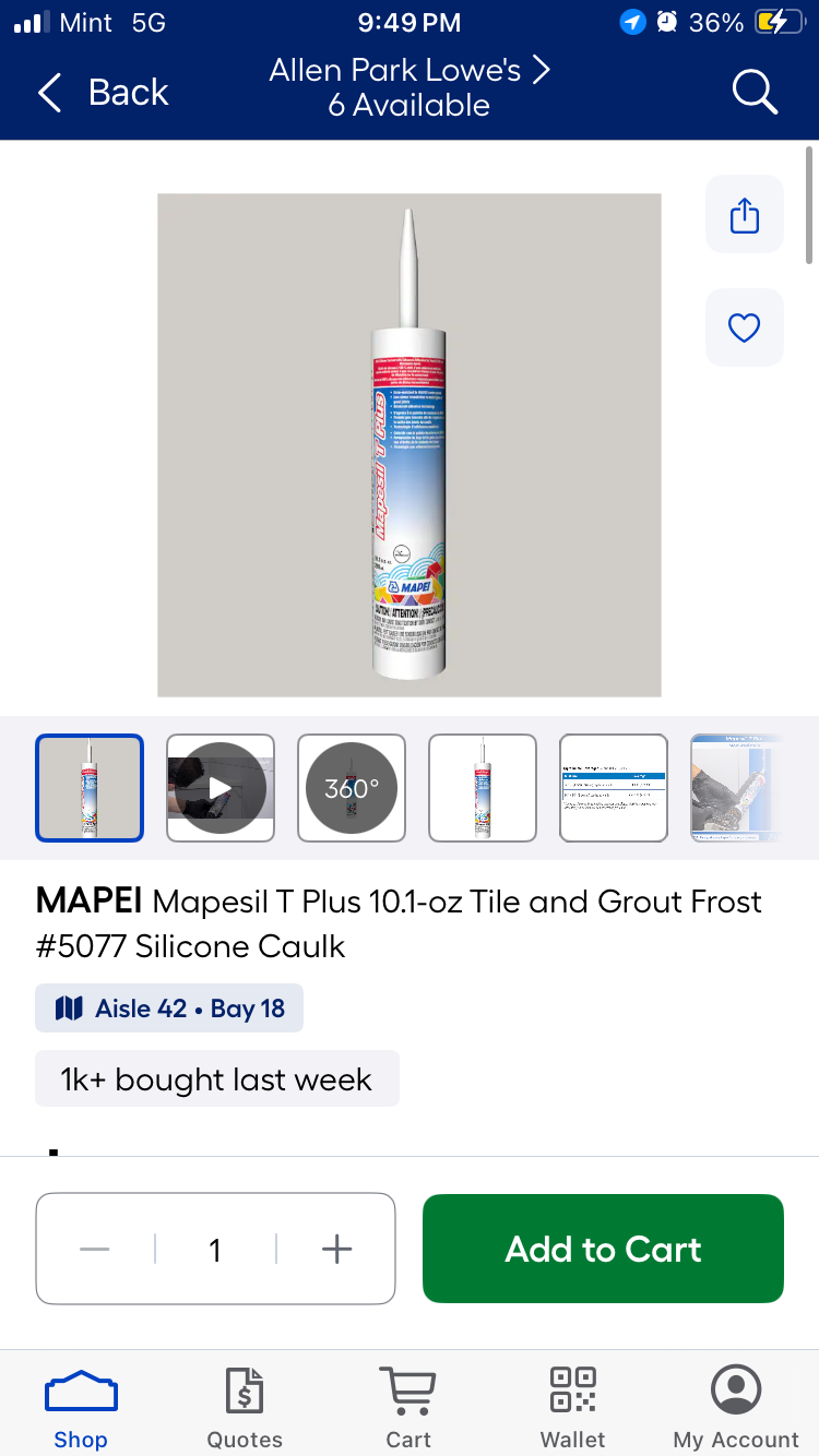  Grout colored caulk