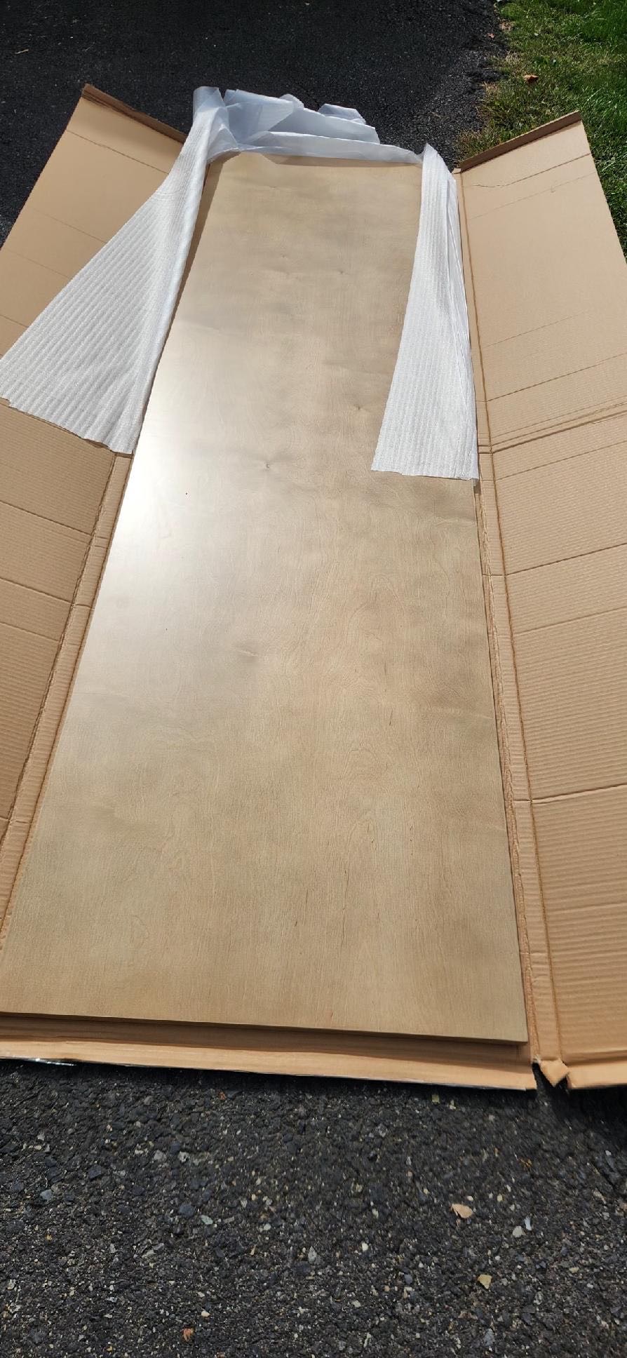 4’ by 8’ fully laminated 3/4” plywood panels also have 26” by 8’ 