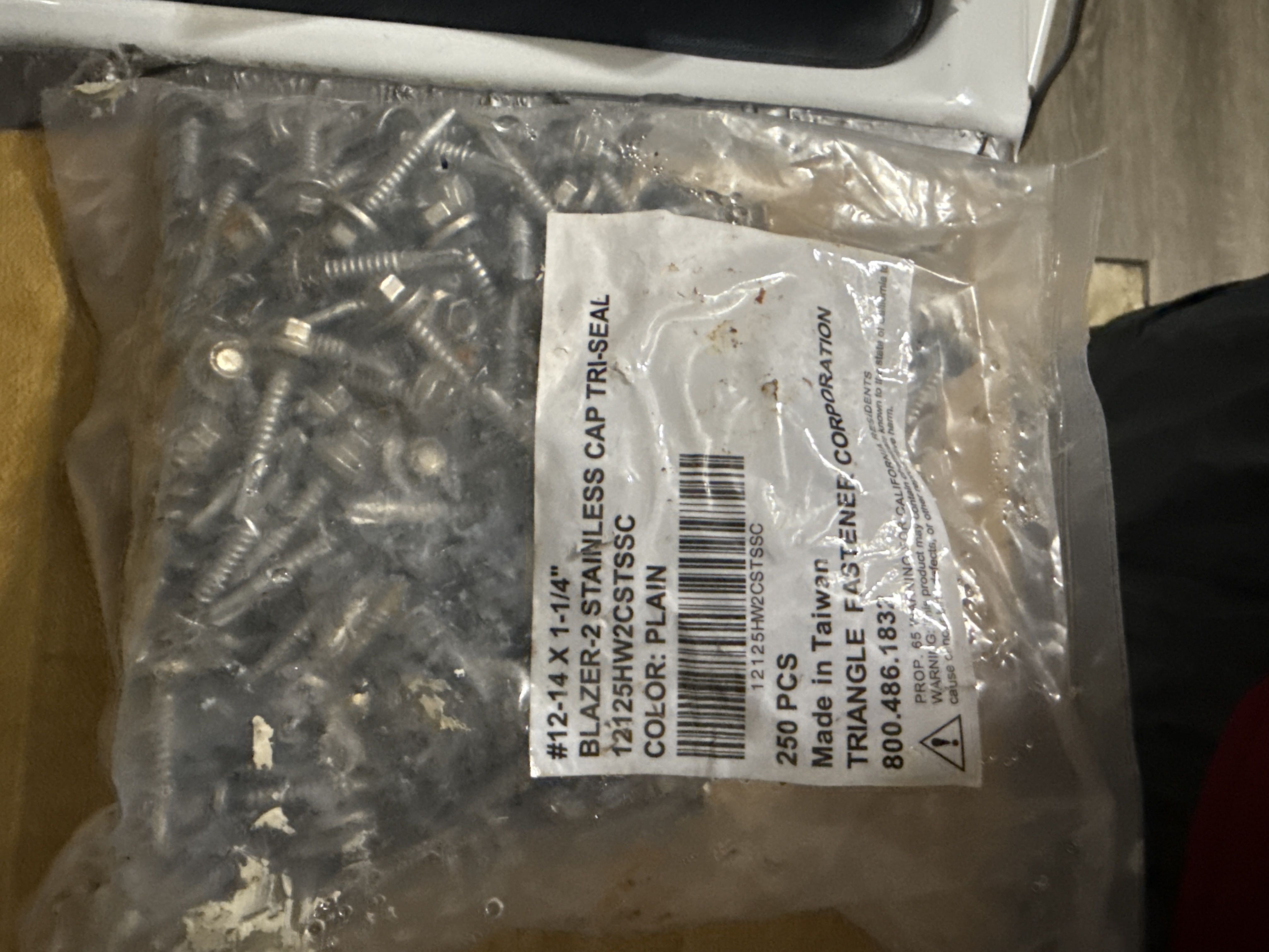 Blazer 2 stainless cap tri seal self drilling #12-14 x 1-1/4” screw