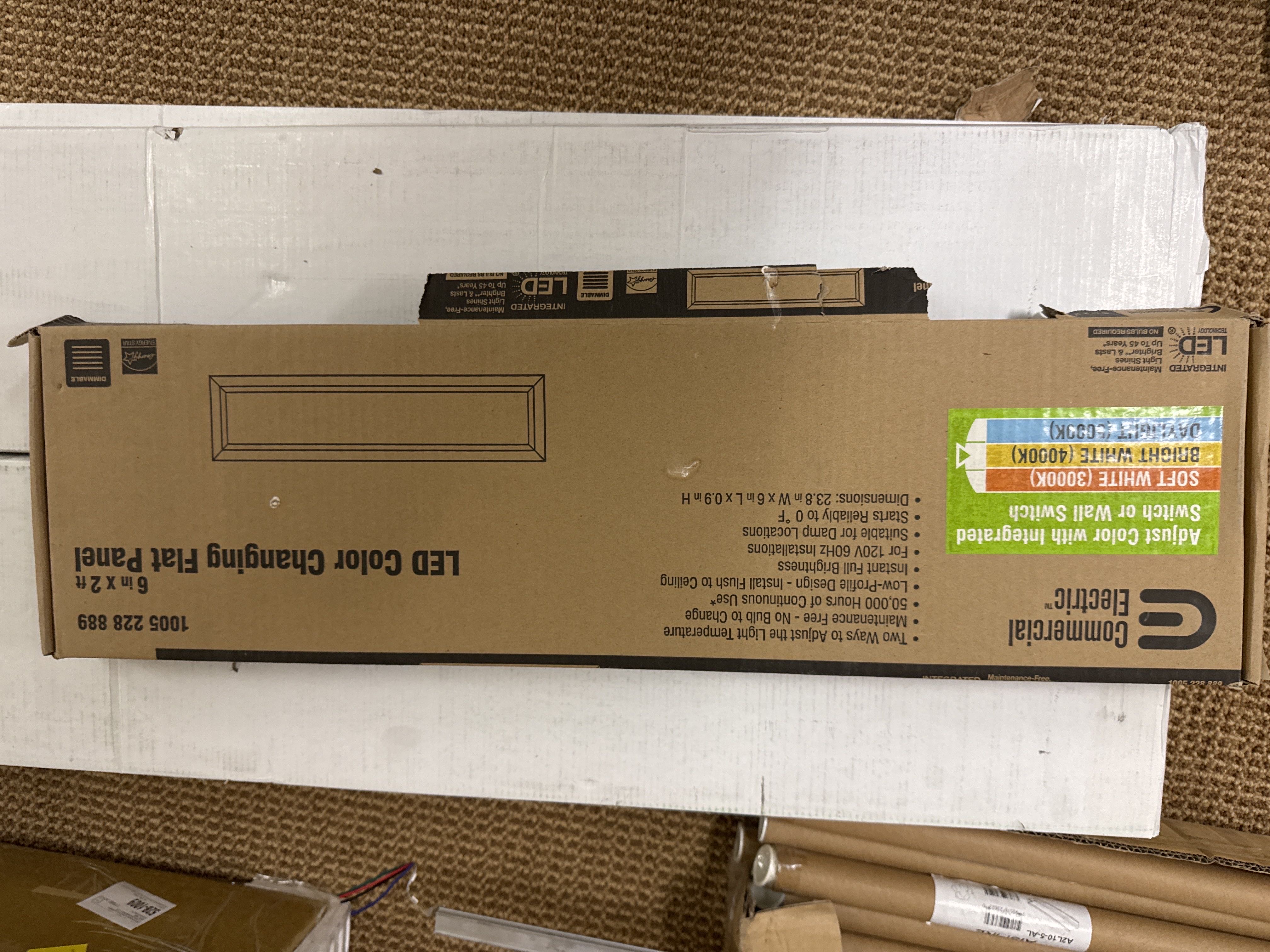 Commercial Electric LED Flat Panel – 6" x 2' – Color Changing Fixture – NEW