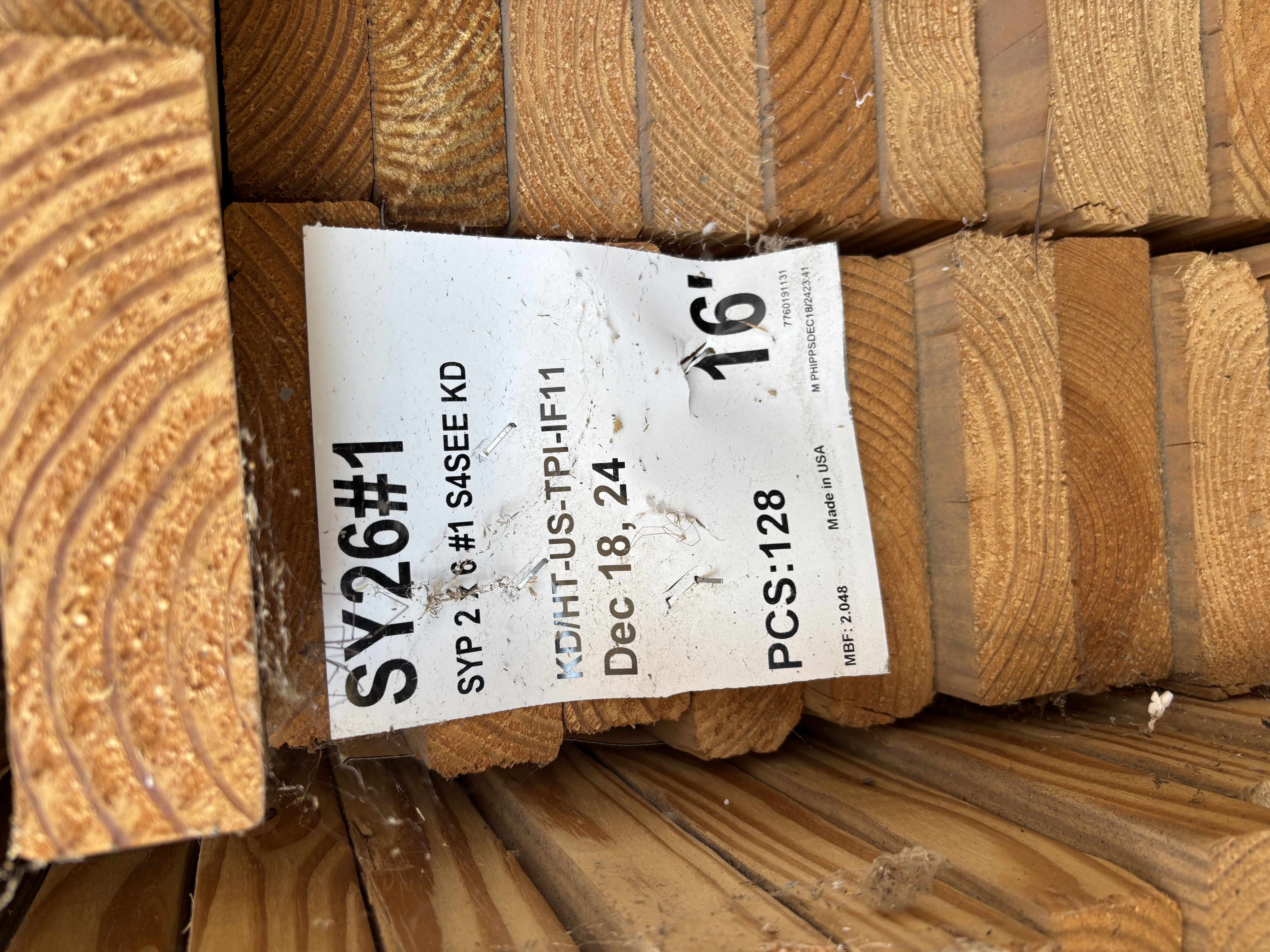 2 X 6 X 16’