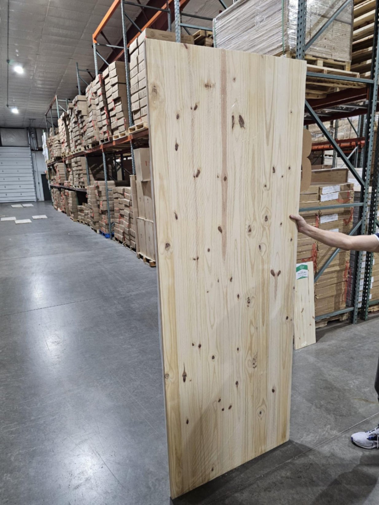Edge glued panels BC grade in pine wood individually shrink wrapped film loaded on pallets.