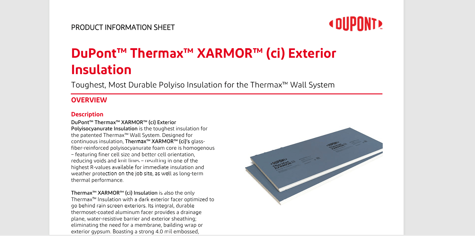 “2" DuPont Thermax XARMOR (ci) Rigid Insulation – 26 Bunks (572 Boards) – Commercial CI”