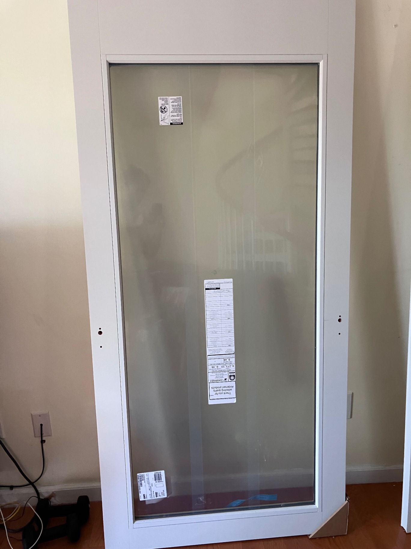 Andersen 400 Series white sliding door panel brand new with plastic still on it.