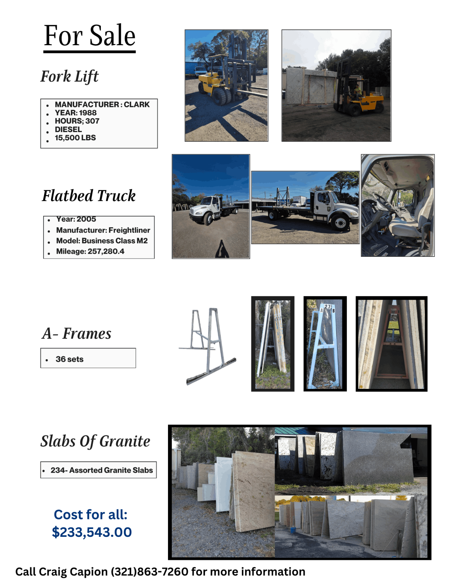 Granite Business Closing- Sell complete Package Deal