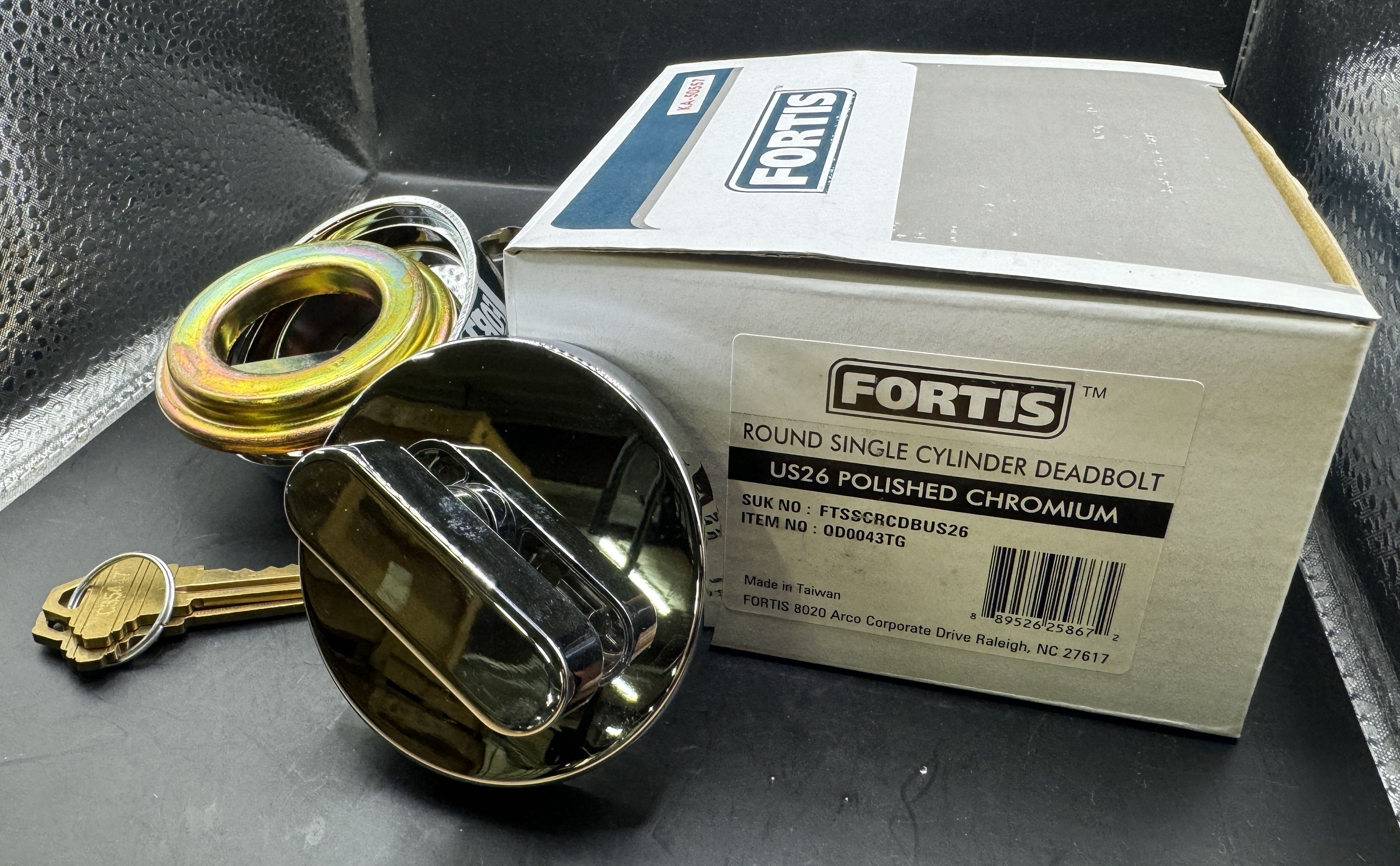 Round Single Cylinder Deadbolt Locks - Polished Chrome Finish (US26)