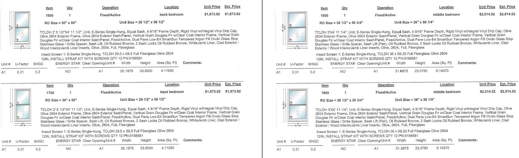 Andersen Single Hung and Picture Windows, Brand New in Unopened Boxes. Windows can be purchased separately, see specs for details.
