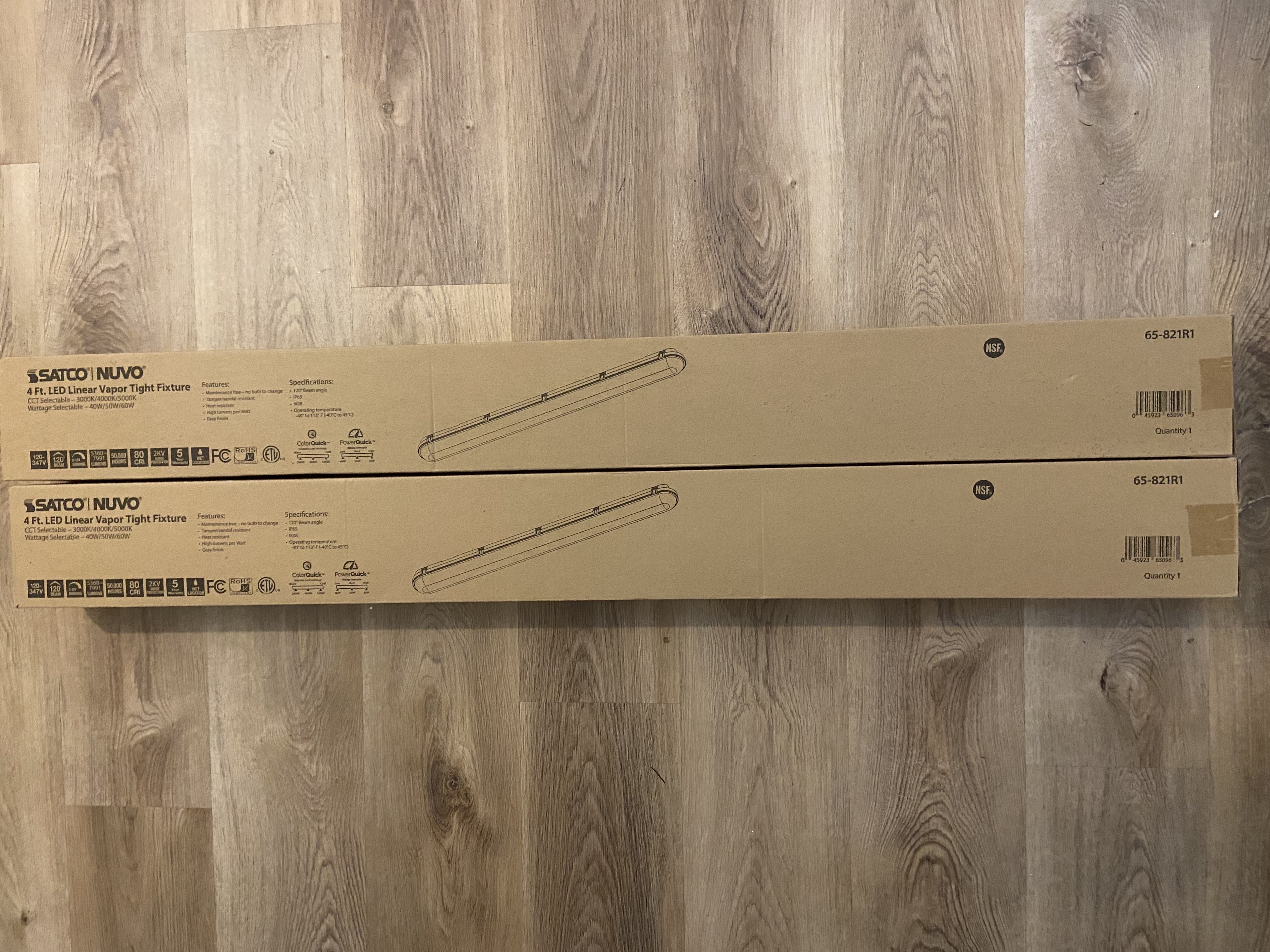 Light Fixtures (2) SATCO NUVO 4Ft. LED Linear Vapor Tight Fixtures - Model #65-821R1