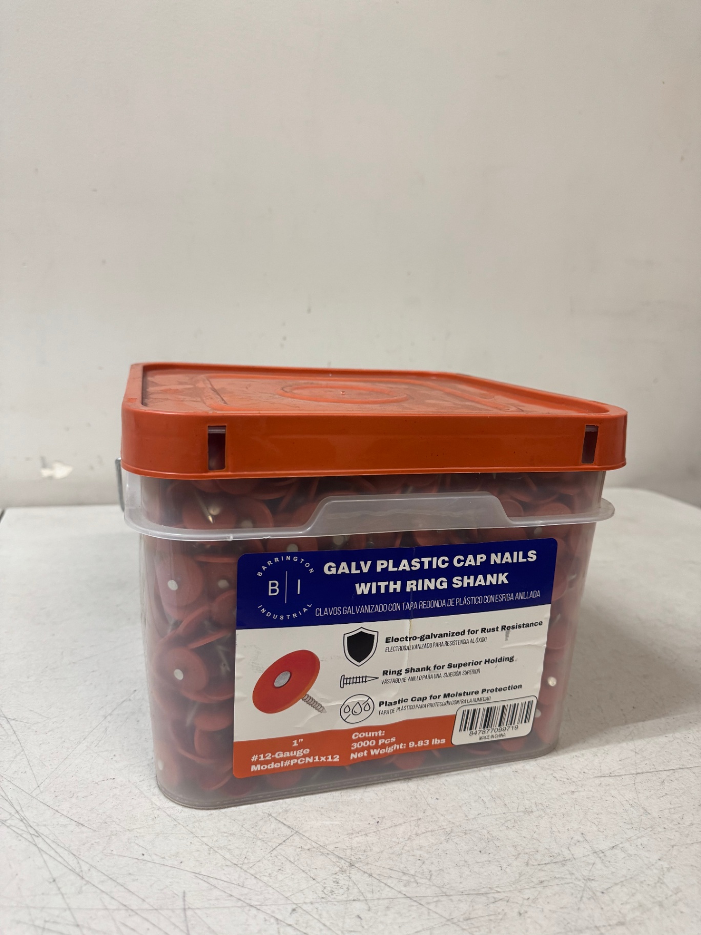 1” x 12GA Galvanized Plastic Cap Nails – 3,000 PCS per Box 
