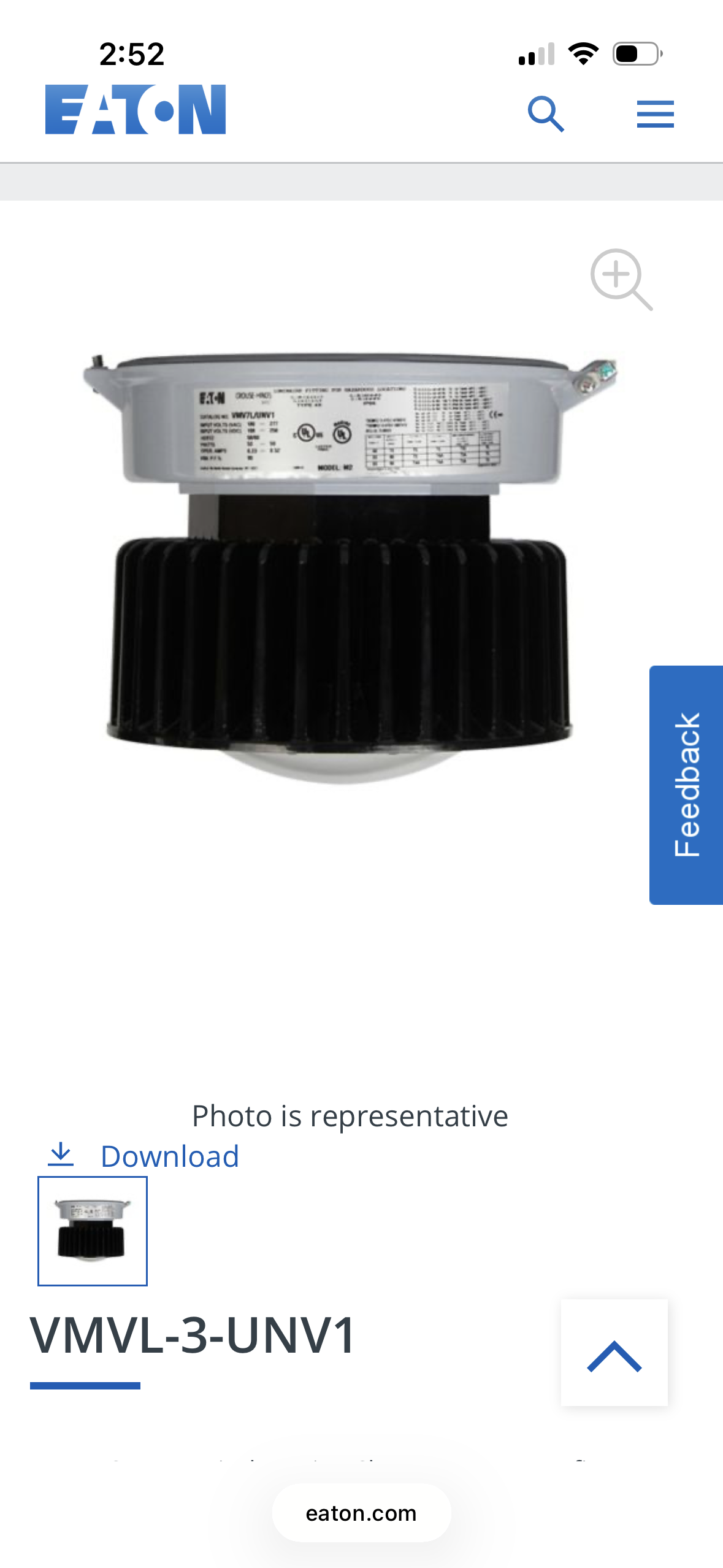 Eaton Crouse-Hinds series Champ VMVL LED light fixture
