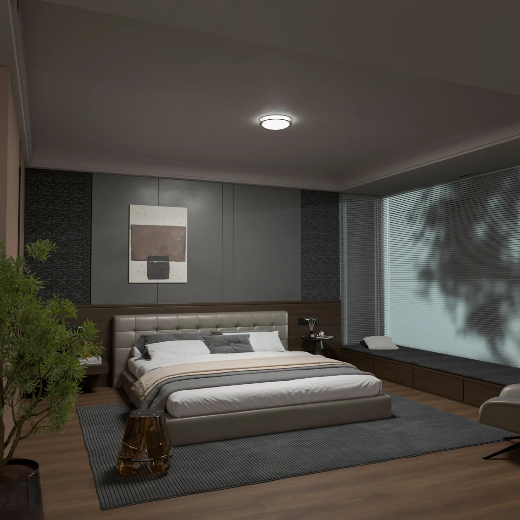 $27.00 - 12-Inch Dimmable LED Flush Mount Ceiling Light - 18W Double Ring Design