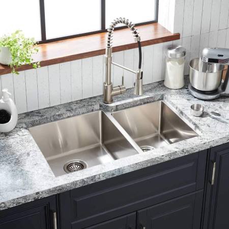 Signature Hardware Ortega 32" Undermount 40/60 Double Basin Sink