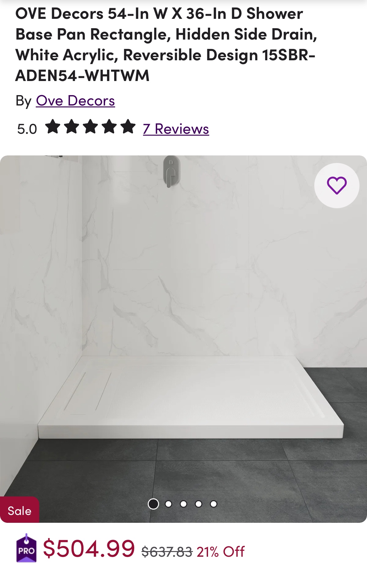 Brand new OVO shower base (54x36)