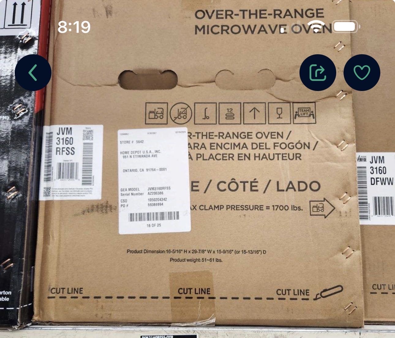 Brand New Over Range Microwave 