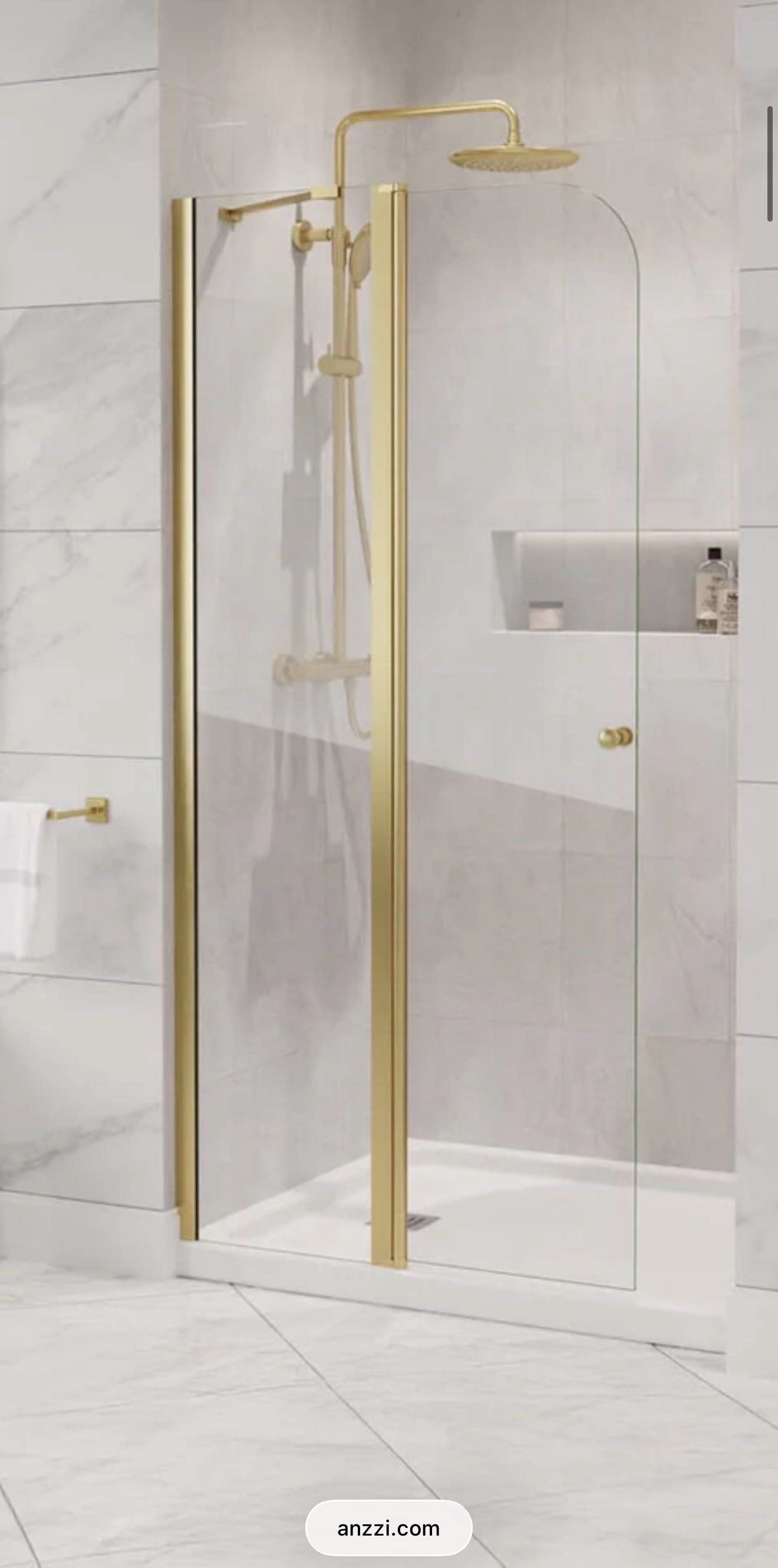 Anzzi H Hinged Frameless Shower Door with Tsunami Guard Tempered Glass