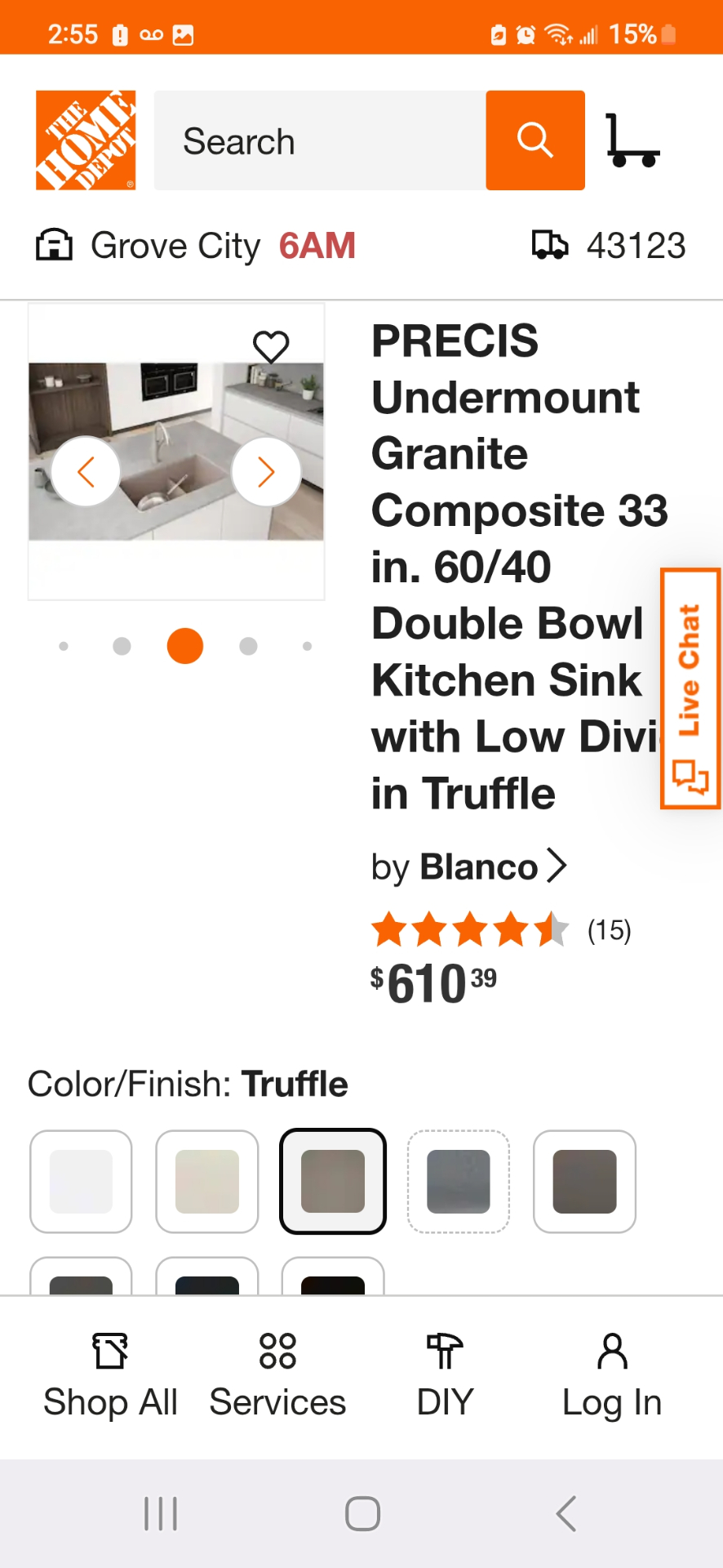 PRECIS Undermount Granite Composite 33 in. 60/40 Double Bowl Kitchen Sink with Low Divide in Truffle
