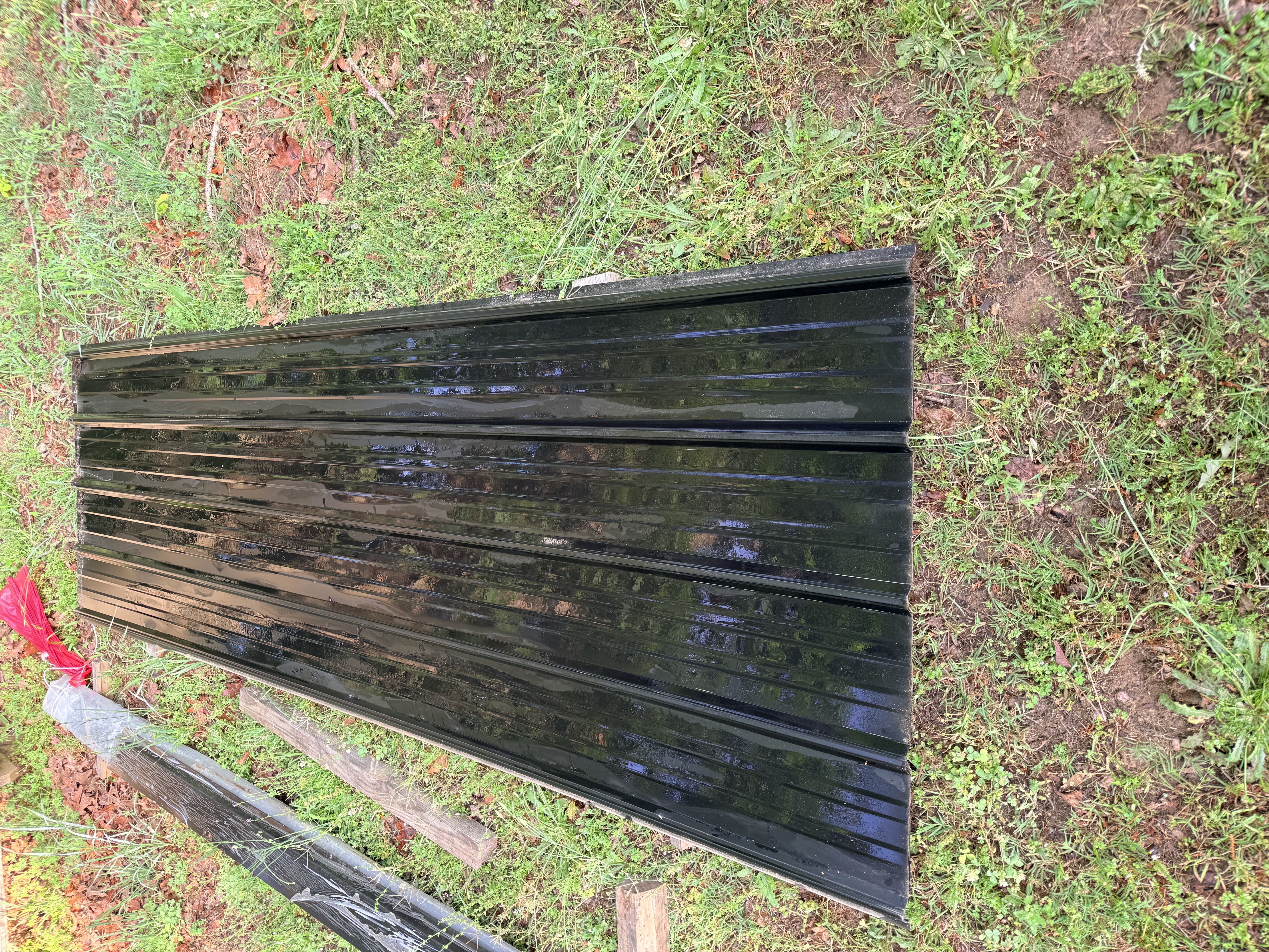 Black metal roofing