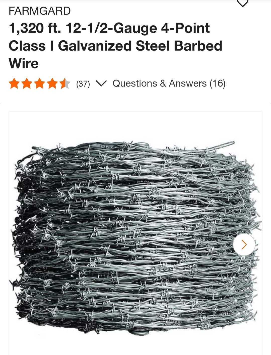 FARMGARD 1,320 ft. 12-1/2-Gauge 4-Point Class I Galvanized Steel Barbed Wire