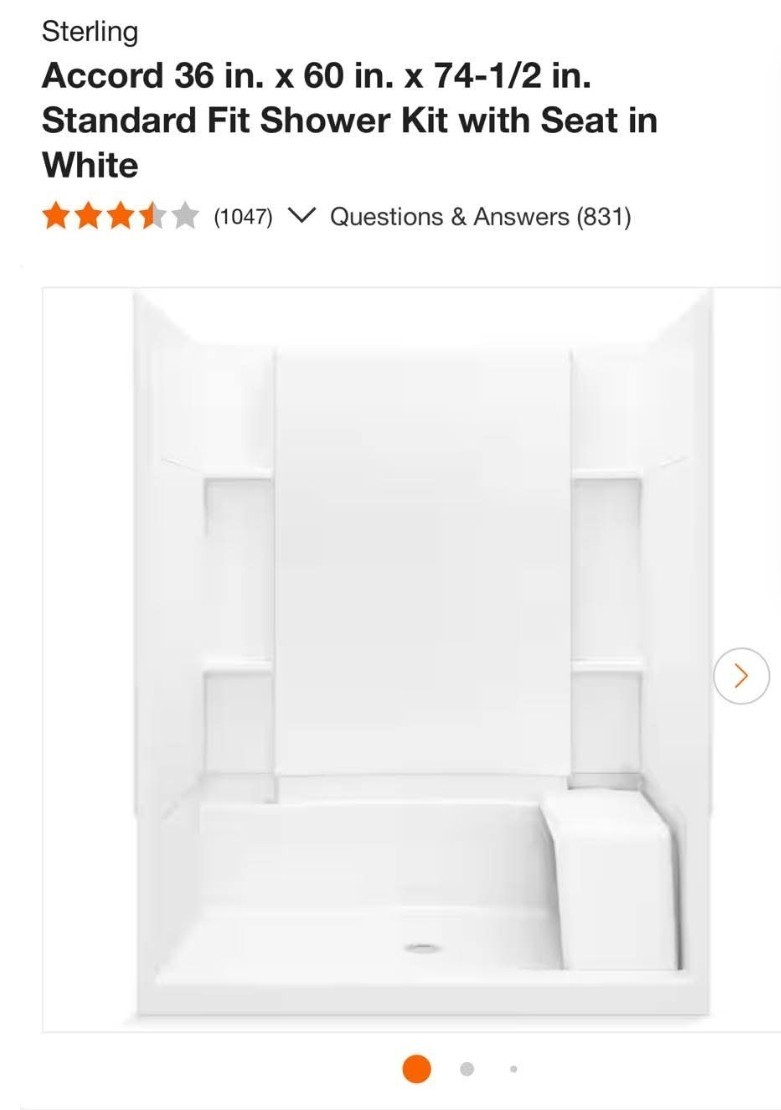 Sterling shower set 36 in. x 70.25 in. x 741/2 in. W seat!! Including the panels