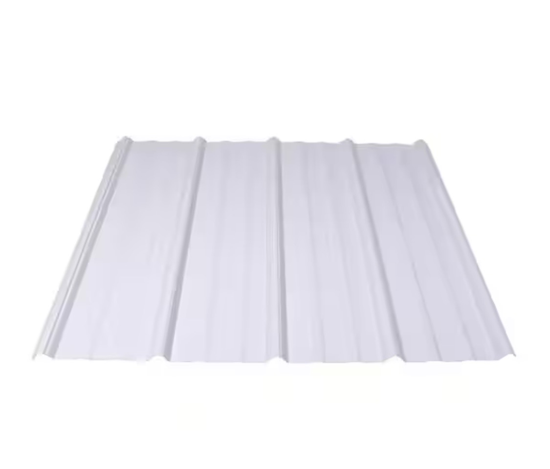 Ribbed 3/4 in. x 3 ft. x 12 ft. 29-Gauge Galvanized Steel Roof/Wall Panel White
