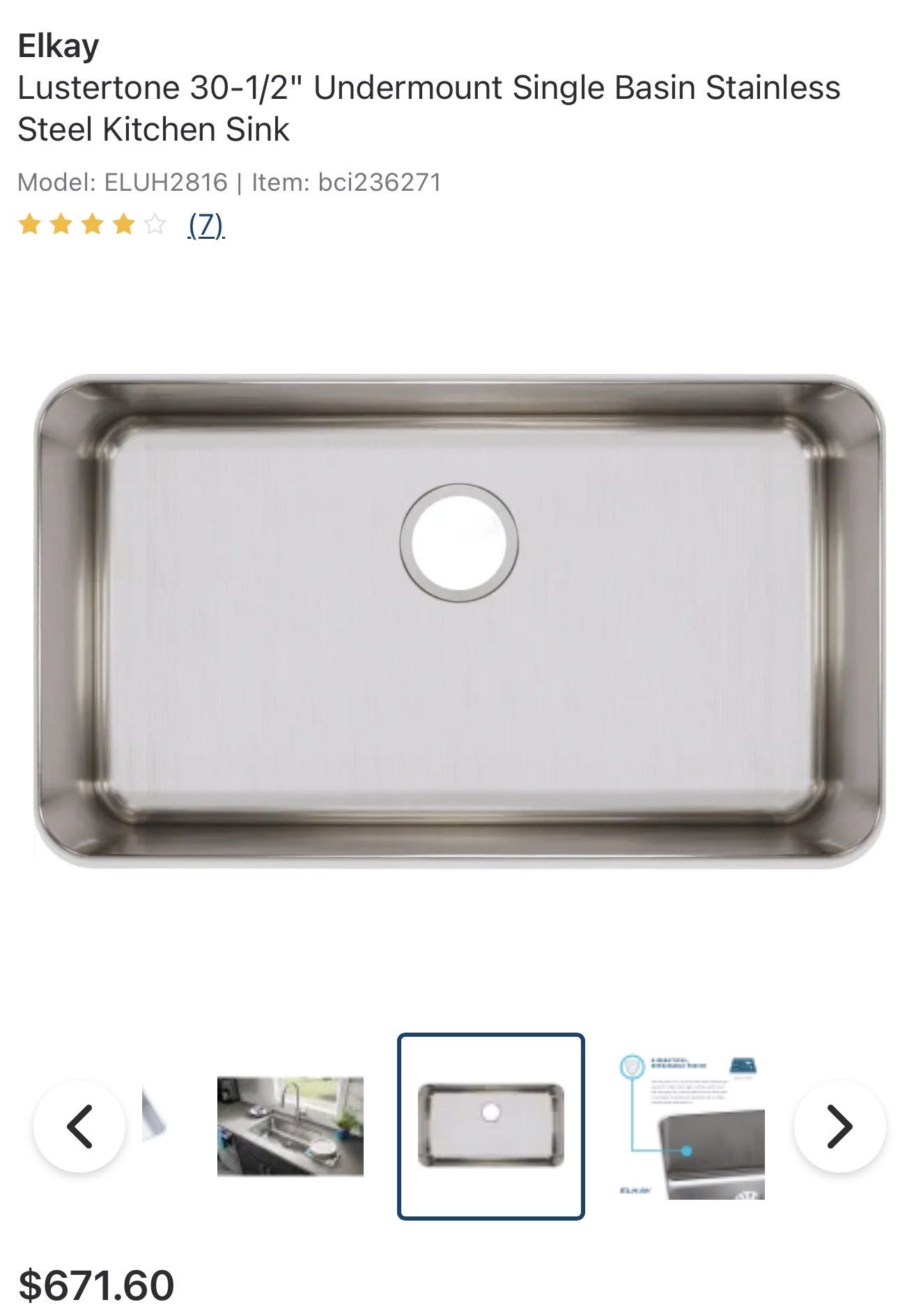 New in box Elkay Stainless steel sink 
