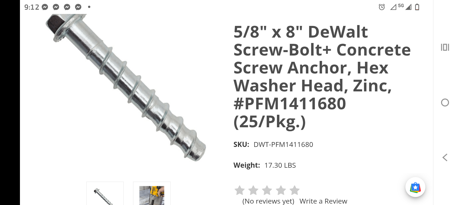 Concrete screws and bolts 